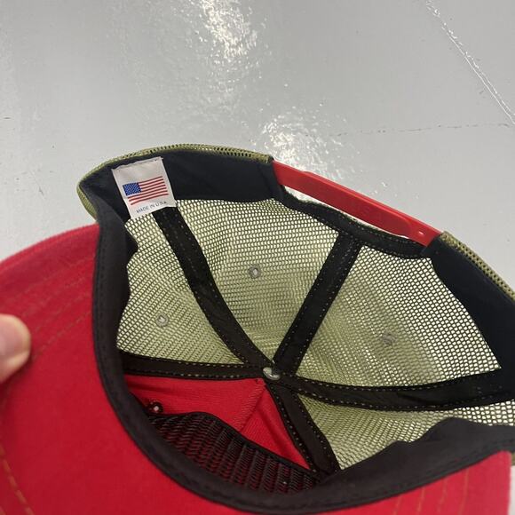 Vintage 90s Von Dutch Red/Green USA Trucker Hat - Picture 3 of 3